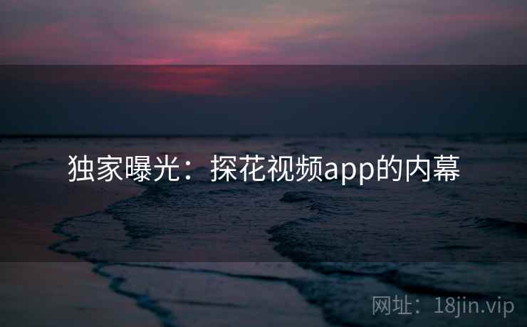独家曝光：探花视频app的内幕